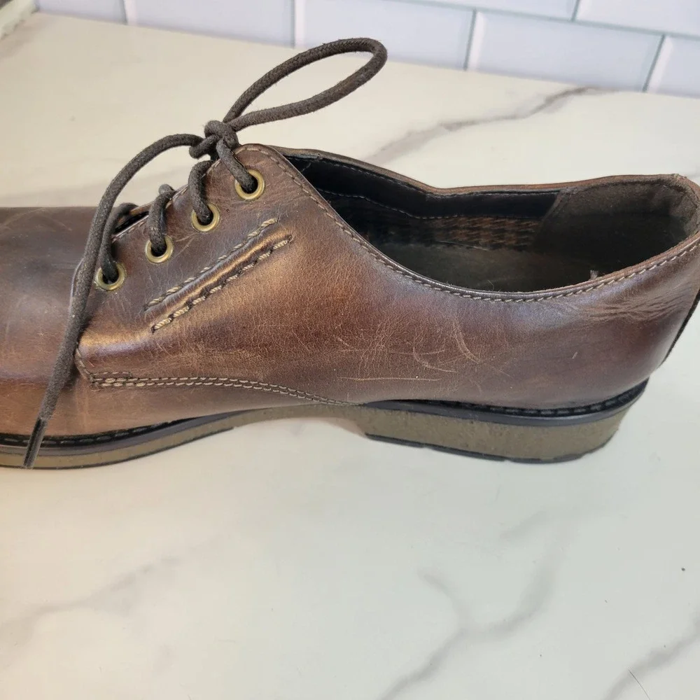 Clarks Derby Shoes Mens Size 12 Hinman Mahogany Leather Lace Up Distressed